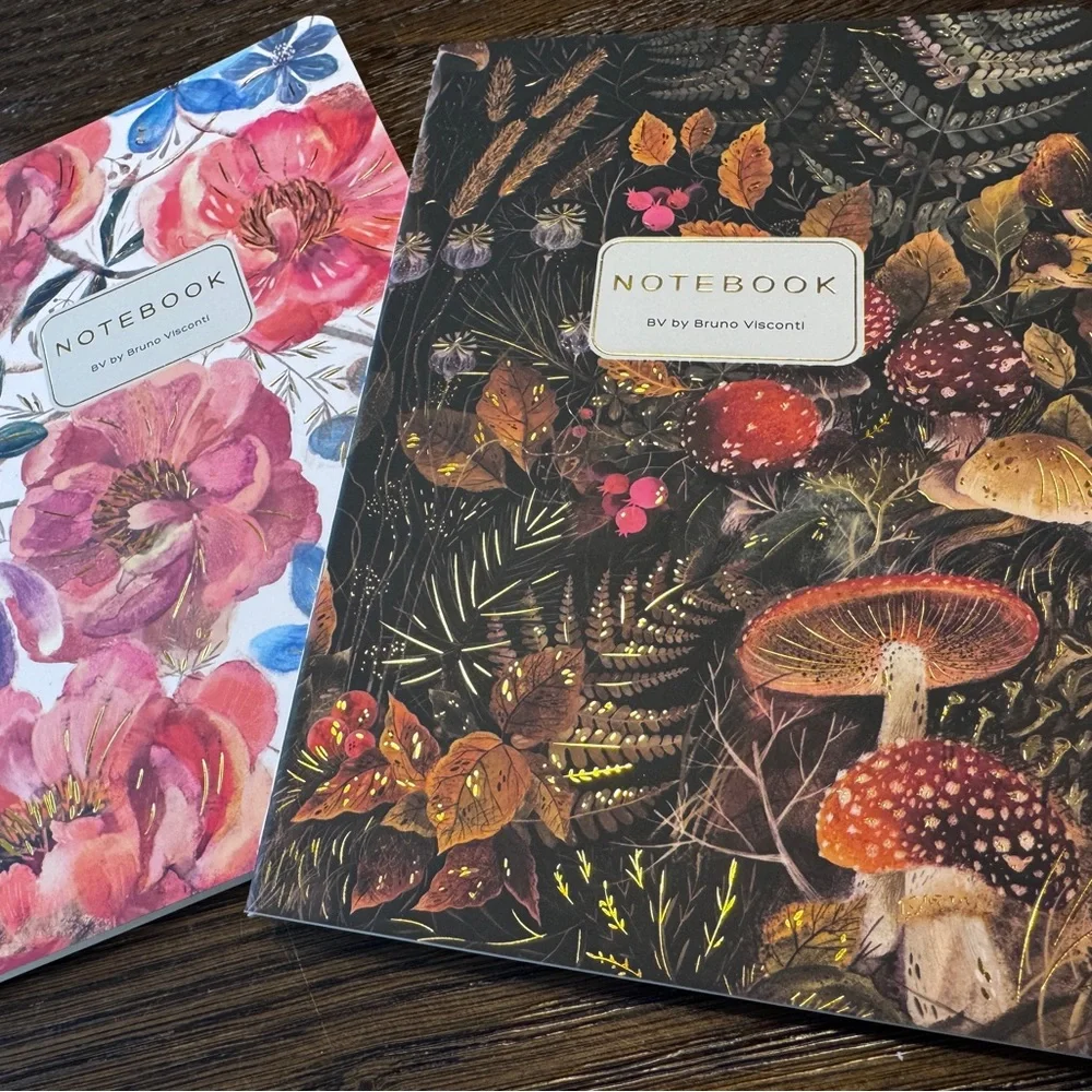 Set of 2 Gorgeous Gold Foil Detailed Soft Touch Notebook Journals - lovely gift!